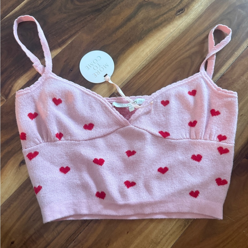 Revolve Pink Heart Patterned Crop Top